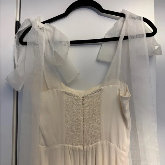 Reformation White/Cream Kairo Dress with Sheer Sleeves - Picture 8 of 9